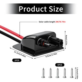 Roof feed-through solar cable guide, roof feed-through solar cable guide, solar cable guide connection box, roof feed-through, with 2 m solar cable, double cable entry, for solar panels, caravan, boat
