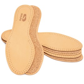 SULPO 3 Pairs of Insoles Made of Vegetable Tanned Leather - Insoles with Natural Cork Against Sweaty Feet for Men and Women Anti Sweat Odour Absorber Soles - Cork Insoles