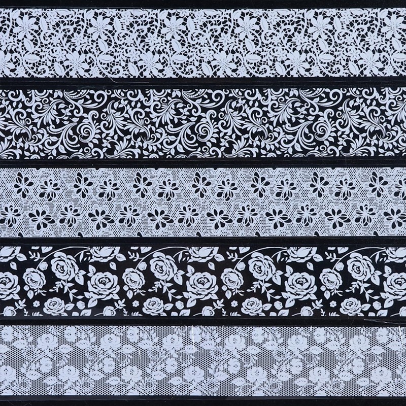 XEAOHESY 10 Rolls Black White Flower Nail Foil Transfer Sticker