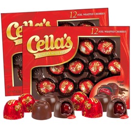 Cella's Milk Chocolate Foil Wrapped Cherries 12 Count(pack of 2 Boxes) 24 Total