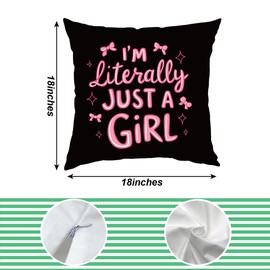 Pink Decor for Bedroom Throw Pillow Covers, Throw Pillows for Girls Bedroom, Cute Pillows for Girls, Inspirational Gifts for Women girls Pillow Covers for Sofa Living Room Bedroom Home Decor (black)