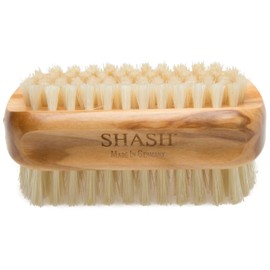 ドイツ製-SHASHナチュラル100％ナチュラルボアブリッスルネイルブラシ-きれいな手のために汚れや汚れを優しく取り除きます-柔らかく滑らかな質感、木のために肌を剥離します (Olive)