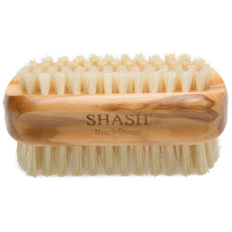 ドイツ製-SHASHナチュラル100％ナチュラルボアブリッスルネイルブラシ-きれいな手のために汚れや汚れを優しく取り除きます-柔らかく滑らかな質感、木のために肌を剥離します (Olive)