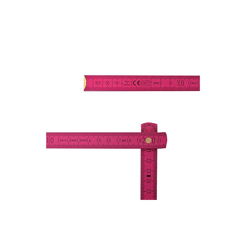 TE-Trend Folding Ruler, Pink, 2 Metres, Folding Ruler, Laser Engraving,