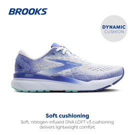 Brooks Women’s Ghost 16 Neutral Running Shoe - White/Amparo Blue/Limpet Shell - 9.5 Medium