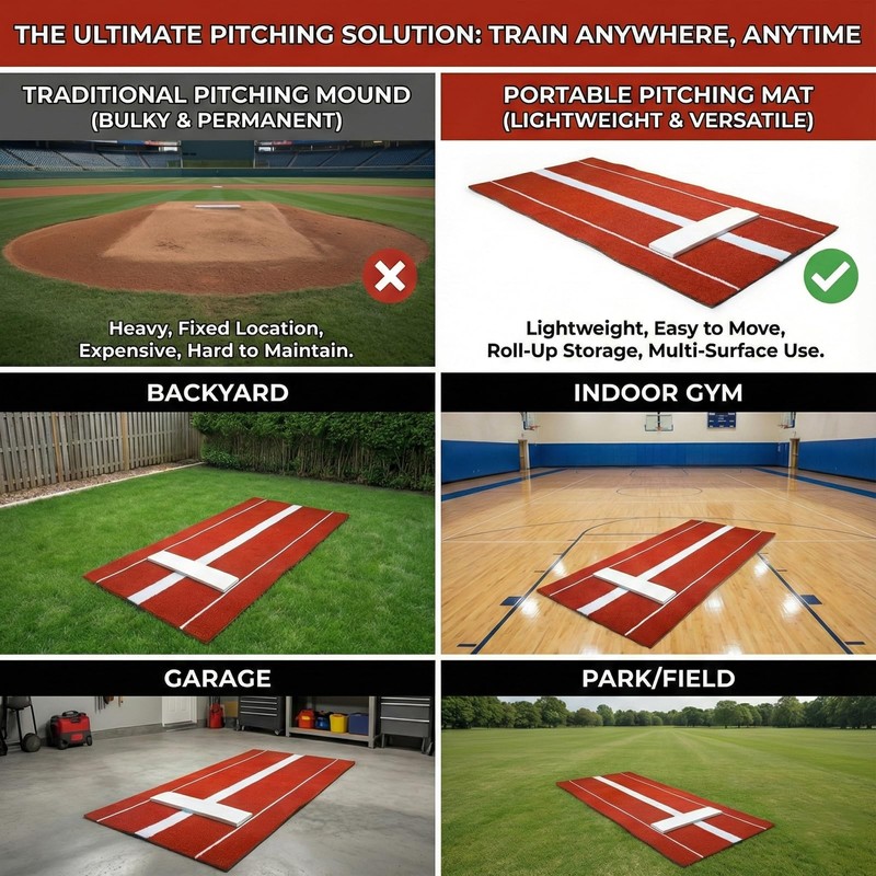 Qryovsa Softball Pitching Mat with Pitching Rubber & Stride Line,