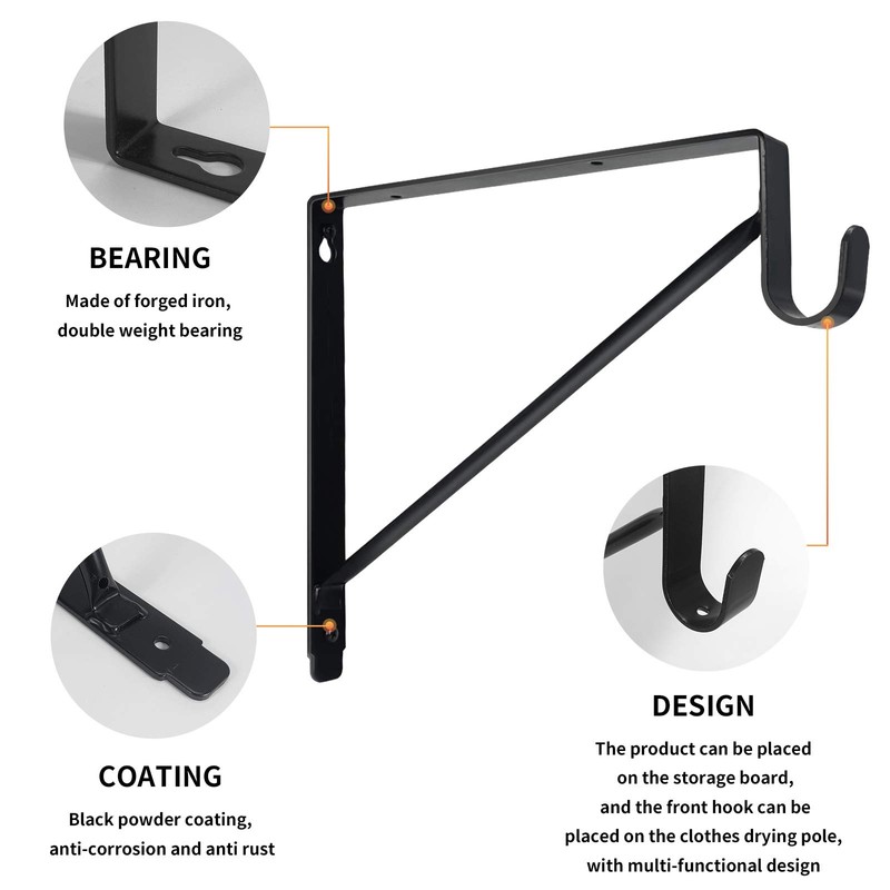 4 Pack Heavy Duty Closet Shelf & Rod Brackets,Closet Rod