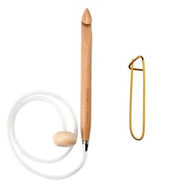 ChiaoGoo Knitting Needles Flexible Crochet Hook 32 inch (81cm) Bamboo Dark Patina Size US H (5mm) 5132-H with Stitch Holder