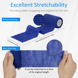 Sagafly Haftbandage Verband Selbstklebender 7,5cm x 4,5m, 6 Rollen Fixierbinde Selbsthaftend Koh?sive Bandage f1r Erste Hilfe Dog Tierarztwickelband Sport Elastische Binde f1r Handgelenk, F1?e (Blau)