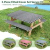 Nimalpal Picnic Table Cover with Bench Covers and Bag, Camping