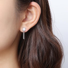 Meissa Gold Link Tassel Earrings for Women Silver Geometric U Shaped Link Chain Tassel Earrings Cuban Chain Link Dangling Earrings for Teen Girls, Silver