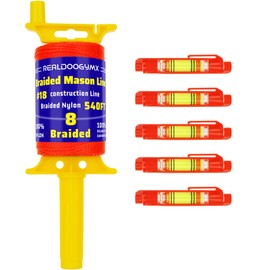 REALDOOGYMX #18 Mason Line String, 540 Feet Braided Nylon Twine with 5 Built-in Levels, High-Visibility String Line for Construction, Gardening, DIY, and Outdoor Projects (Fluorescent Orange)