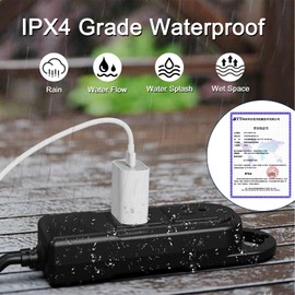 Outdoor Power Strip Weatherproof, Heavy Duty Outdoor Extension Cord with 2 Outlets, IPX4 Waterproof and Electric Shock Protection for Camping, Garden, garages (6FT/1.8M)