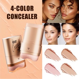 Corrector en Barra de Doble Punta con Brocha de Difuminado en Forma de M, Corrector en Crema de Cobertura Total para Ojeras, Maquillaje Facial Hidratante, de Larga Duración y Resistente al Agua, Acabado Ligero y Sin Costuras (150#)