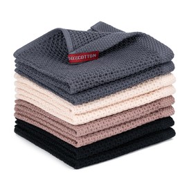 Kitchen Towels，Dish Towels 100% Cotton Waffle Weave Ultra Soft Absorbent Quick Drying Dish Rags，Dish Cloths， Dishcloths Sets，Tea Dowels For Kitchen，Bar Towels，12x12 Inches, 6-Pack, Multi Color