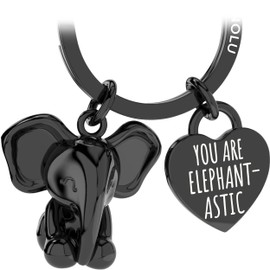 LANOLU Keyring Elephant Trunk Master, Lucky Charm Key Ring Partner and for Best Friend, Couple Gift Friend Made of Metal, black