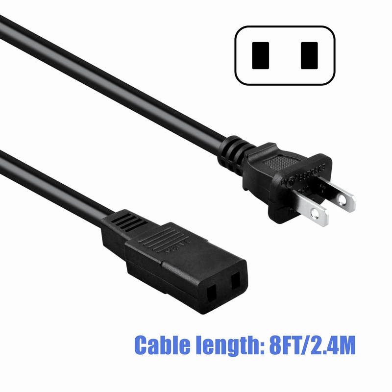 CJP-Geek 8ft 2-Prong Square AC Power Cord Cable Lead Replacement