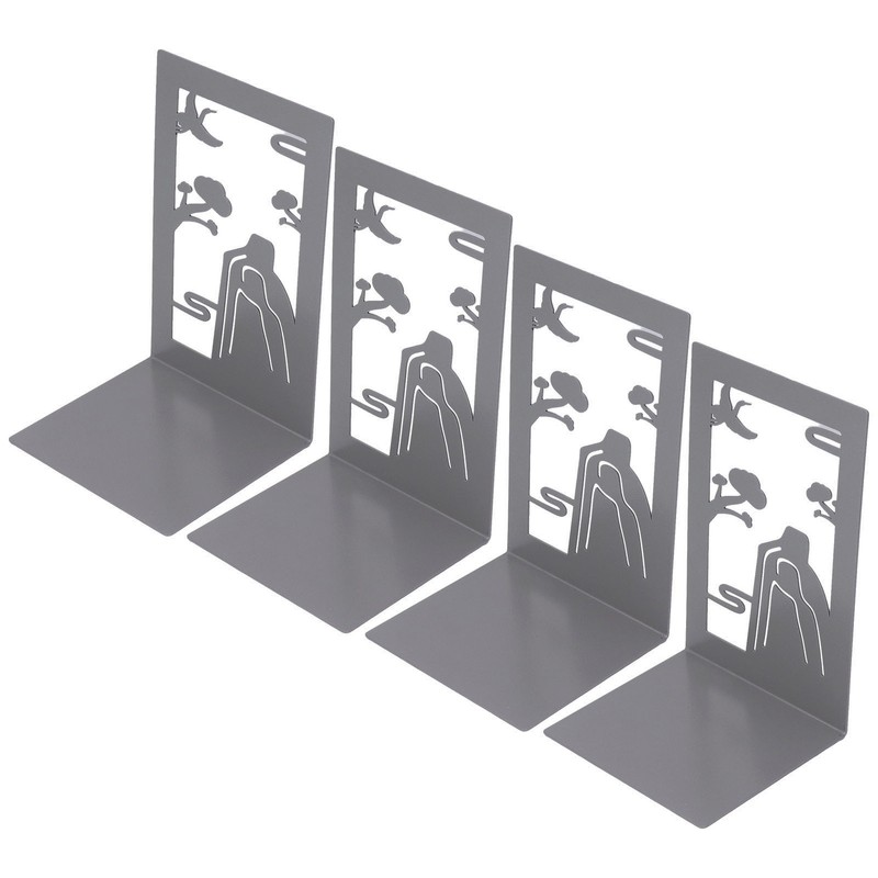 4 Pcs Metal Bookends Anti Slip Exquisite Beautiful Unique Design