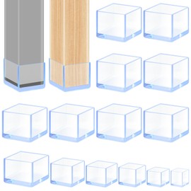 Hilitchi 10PCS Square Furniture Leg Caps 1.5" x 1.5" Anti-Slip Chair Leg Floor Protectors Vinyl Flexible Chair Leg Floor Protectors for Chair Table Bed(Transparent)