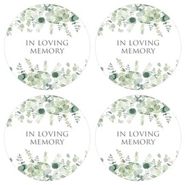 ANGEL & DOVE Pack of 35 Eucalyptus 'in Loving Memory' Stickers - Funeral Favours, Flowers, Sympathy Gifts