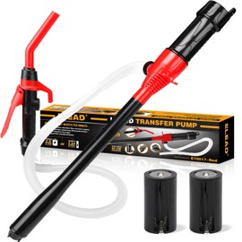 ELEAD Portable Battery Powered Pump - Red Electric Fuel/Water Transfer Pump 2.2 GPM, Liquid Siphon Pump with Adjustable Flow Control, Gas Pump with Filter Design, Gas Can Pump Ideal