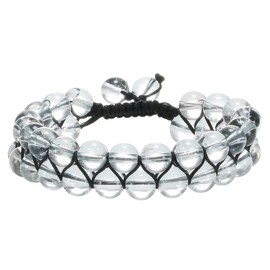 SUNYIK 8mm Round Rock Quartz Adjustable Bracelet for Unisex, Double Layers Beads Macrame Friendship Bracelets, 7"-10" Strand