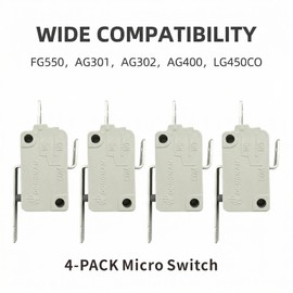 KW3-0Z Replacement Sensor Switch 16A 125/250VAC Hinge Lever Type Micro Limit Switches Compatible with FG550, AG301, AG302, AG400, LG450CO