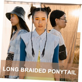 NOLITOY 4pcs Wig Braid Rat Tail Extension Hairline Powder Braid Hair Extension Silk Hair Ties Curly Hair Products Hair Extensions for Braiding Hair Accessories Braids High Temperature Wire