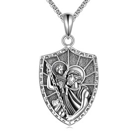 ONEFINITY Archangel Saint Michael/Christopher/St Jude Chain 925 Sterling Silver St Michael Medal Archangel Pendant Necklace Religious Protection Jewellery Gift for Men and Women, Silver, No Gemstone