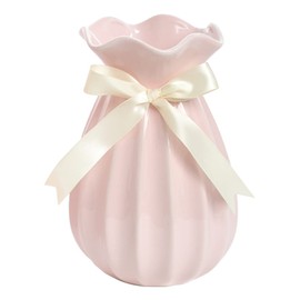 Vase Rosa 19 cm Hoch, Blumenvasen Modern aus Keramik für Tischdeko Innenbereich, Deko Vasen für Pampasgras