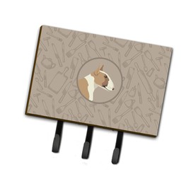 Caroline's Treasures CK2175TH68 Fawn and White Bull Terrier In the Kitchen Leash or Key Holder, Wall Hooks, Key Hooks Holder, Coat Rack Wall Mount, Coat Hooks, Hooks for Hanging Keys, Towels, Aprons,