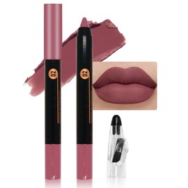 JUAAZIN Rust Red Crayon Matte Lipstick Lip Liner Pencil, Moisture Smooth Lipstick Pencil, With pencil sharpener Sharpenable Lip Pencil, Ultimate Lip Crayon for Women Smudgeproof Waterproof 02#