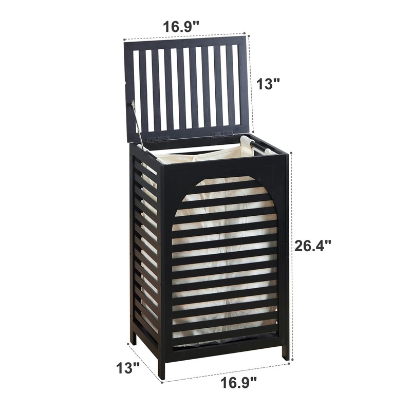 Laundry Hamper with Lid,Bamboo Large Waterproof Clothes Laundry Basket,Removable Washing