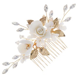 IWOWHERO Bridal Hair Comb with Elegant Floral Design Wear Resistant Hair Accessory for Weddings and Daily Use Stunning Headpiece for Brides and Bridesmaids