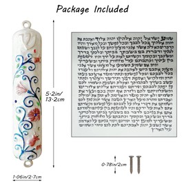 Pasiir 5.2 Inches Hand-Painted Mezuzah, Exquisite Enamel Design with Scroll Included for Jewish Occasions