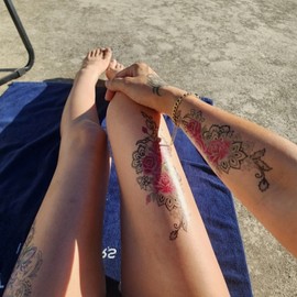 Color Tattoo Sticker Self-Paint Henna Body Art Purple Rose 5ea