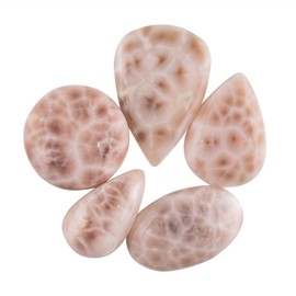 Pink Larimar Stone, Natural Gemstones and Crystals Cabochon Lot, DIY Jewelry Making Loose Gemstones, Chakra Healing Crystals, Wire Wrapping Cabochons, Pack of 5