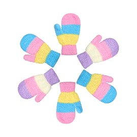 SATINIOR 3 Pairs Toddler Mittens Kids Winter Warm Gloves Baby Soft Stretch Mittens for Boys Girls Children(1-4 Years Size,Pastel Color)