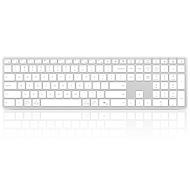 Bnnwa Wireless Bluetooth Keyboard Full-Size Silent Keyboard-Silver White