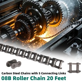 Riyhch #08B Roller Chain 20 Feet 428 Carbon Steel Chains with 5 Connecting