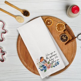 KTYHD His Eye is On The Sparrow Bird Kitchen Towels,Christian Bird Decor, Religious Scripture Decorative Bathroom Hand Towel, Christian Gifts for Women, Bible Verse Decor Dish Towels for Kitchen