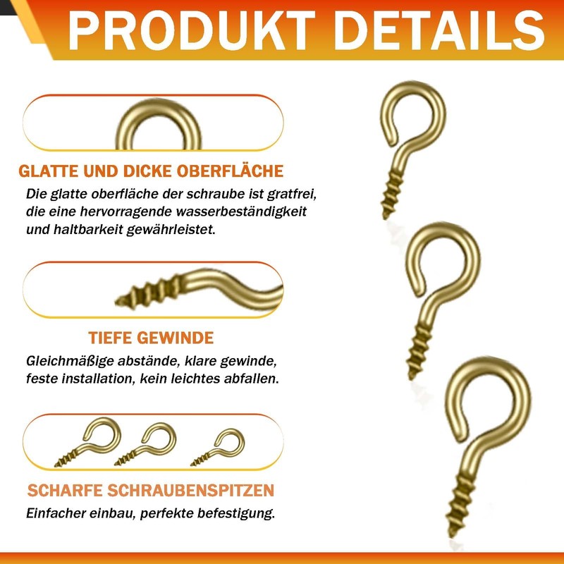 FLEXNOVA Pack of 300 Small Screw Hooks, 8/10/12 mm Screw