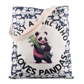 MBMSO Panda Tote Bag just Who Loves Pandas Shoulder Bag Panda Lover Gifts Panda Shopping Bag (Panda TB-02)