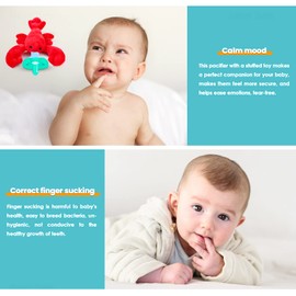 NiBaby Pacifier with Infant Plush Pacifier Holder, BPA Free Silicone Teether Soothie Snuggle Pacifier with Detachable Soft Hand-Hold Stuffed Animal for 0+ Months Newborn Baby All Ages (Lobster)