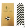 Black White Stripes Paper Drinking Straws, 100 Count Black Striped