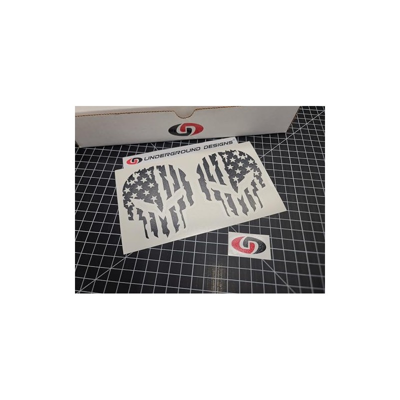 Corvette Skull Decals (2pk) American Flag Racing Stickers C5 C6