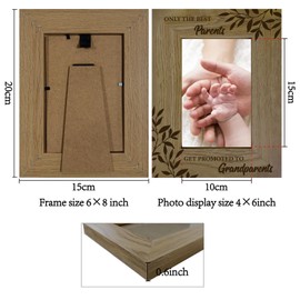 CREATCABIN Grandparents Photo Frame Wood Picture Frames Only the Best Parents Get Promoted to Grandparents Picture Frame Memorial Tabletop Keepsake for Grandma Grandpa Gifts Desk Decor 6x8 Inch
