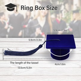 AfitLulu Ring Box Doctorial Hat Appearance Ring Storage Box Plush Ring Holder Creative Graduation Surprise for Proposals Wedding Anniversaries (Blue)