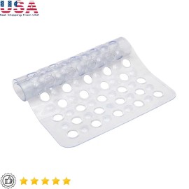 Unbranded Clear Vinyl Bath Mat W/ Suction Cups Shower Tub Large Drain Holes Non-Slip New