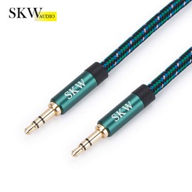 SKW Aux Cable 3.5 mm Audio Cable (Hi-Fi Sound), 3.5 mm Jack Plug to 3.5 mm Jack Plug, Audio Jack Cable, Headphone Cable (2 m, Green)